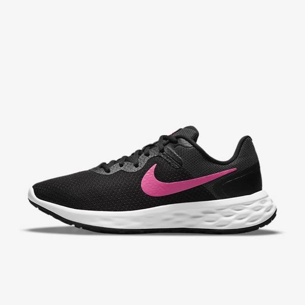 Women\'s Nike Revolution 6 Next Nature Road Running Shoes Black / Grey / Pink | NK691RTE