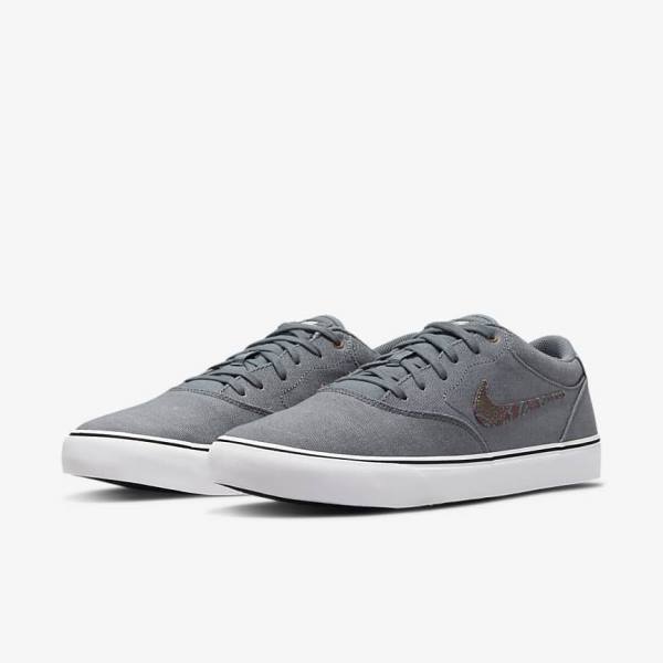 Women's Nike SB Chron 2 Canvas Premium Skate Shoes Grey / White | NK321SEM