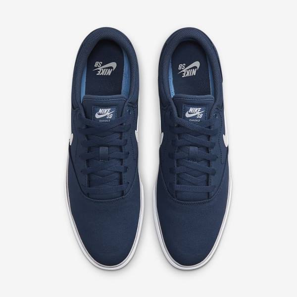 Women's Nike SB Chron 2 Canvas Skate Shoes Navy / Navy / Black / White | NK547MPW