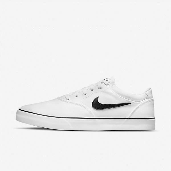 Women\'s Nike SB Chron 2 Canvas Skate Shoes White / Black | NK675TSE