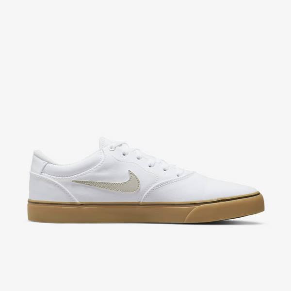 Women's Nike SB Chron 2 Canvas Skate Shoes White / Light Brown / Light Beige | NK940DFY