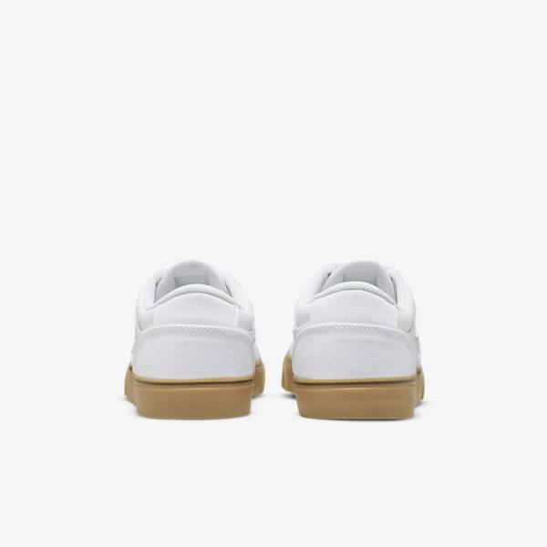 Women's Nike SB Chron 2 Canvas Skate Shoes White / Light Brown / Light Beige | NK940DFY