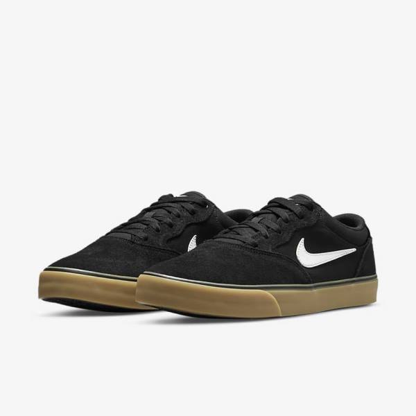 Women's Nike SB Chron 2 Skate Shoes Black / Light Brown / White | NK684DVB