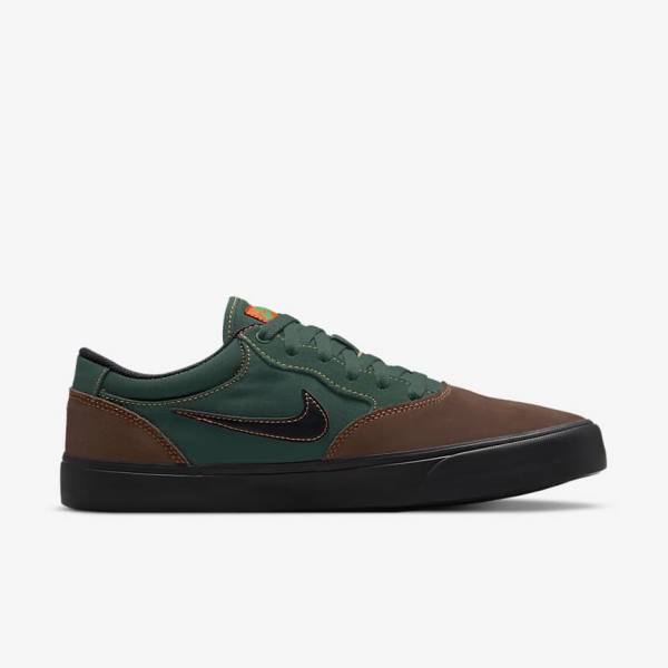 Women's Nike SB Chron 2 Skate Shoes Light Chocolate / Green / Orange / Black | NK427GPR