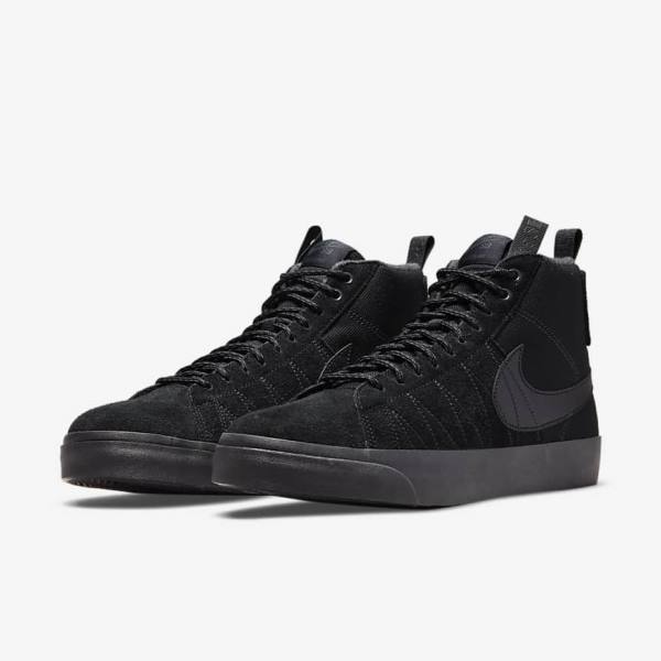 Women's Nike SB Zoom Blazer Mid Premium Trainers Black / Dark Grey | NK950GUP