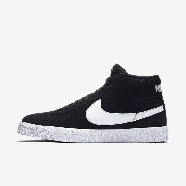 Women\'s Nike SB Zoom Blazer Mid Trainers Black / White | NK839GDR