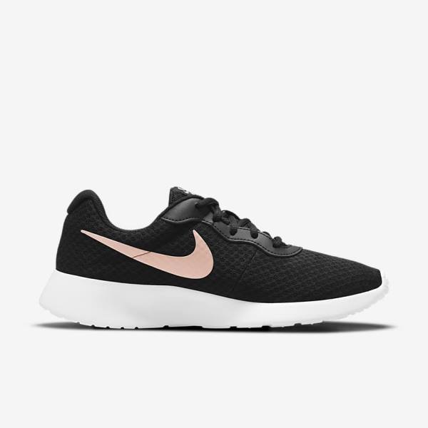 Women's Nike Tanjun Trainers Black / White / Metal Red Brown | NK213XRN