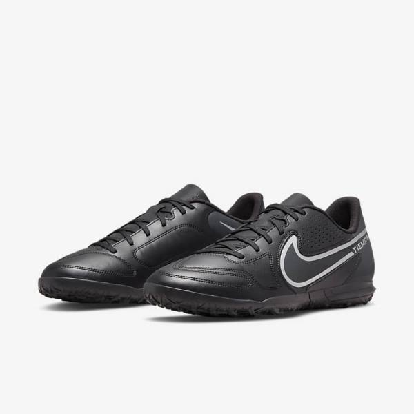 Women's Nike Tiempo Legend 9 Club TF Turf Football Shoes Black / Dark Grey | NK014WCF