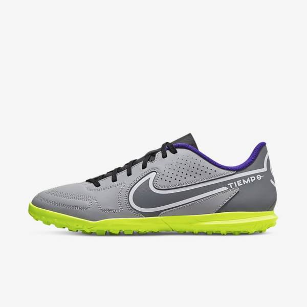 Women\'s Nike Tiempo Legend 9 Club TF Turf Football Shoes Light Grey / White | NK276SOP