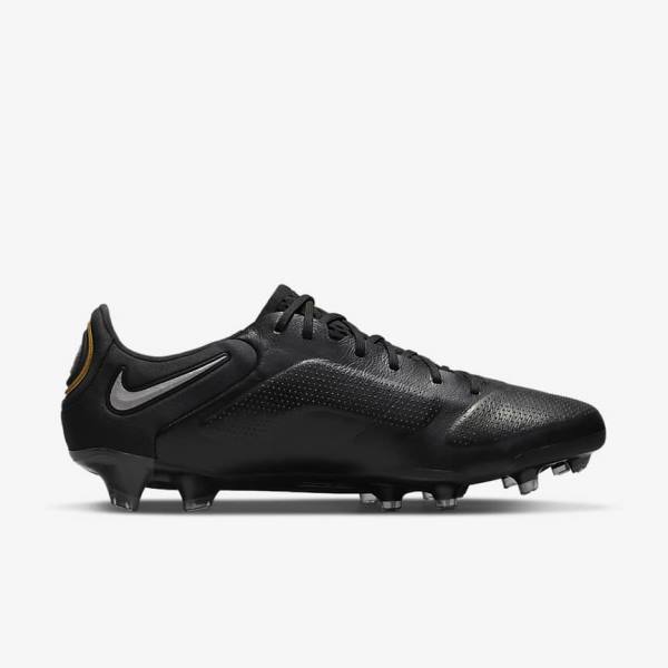 Women's Nike Tiempo Legend 9 Elite FG Firm-Ground Football Shoes Black / Dark Grey / Metal Gold / Metal Dark Grey | NK170CTU