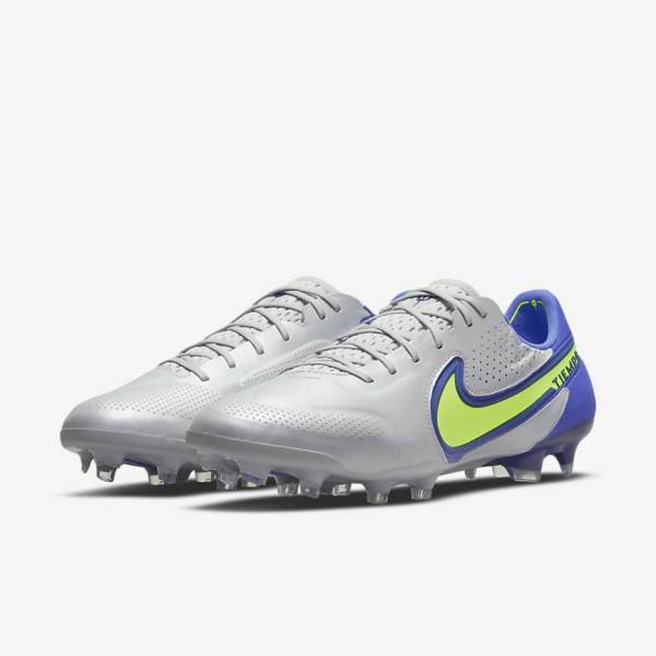 Women's Nike Tiempo Legend 9 Elite FG Firm-Ground Football Shoes Grey / Blue | NK341WKE