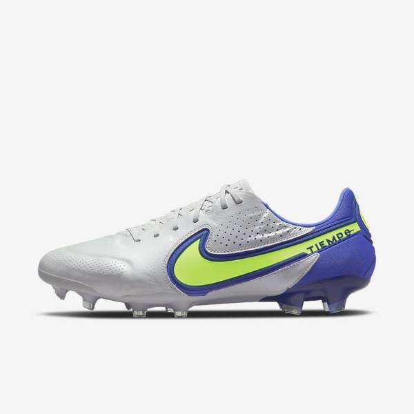 Women\'s Nike Tiempo Legend 9 Elite FG Firm-Ground Football Shoes Grey / Blue | NK341WKE