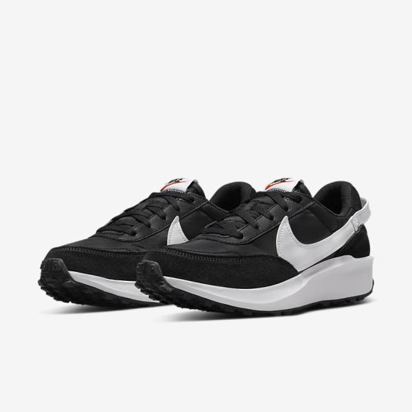 Women's Nike Waffle Debut Trainers Black / Orange / White | NK745XDJ