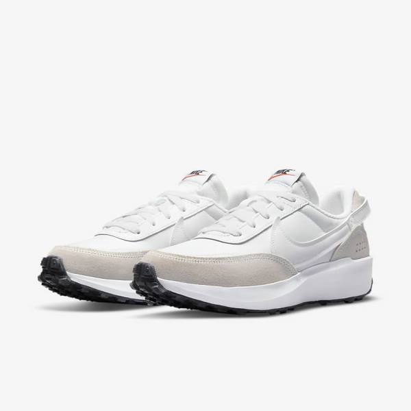 Women's Nike Waffle Debut Trainers White / Black / Orange | NK679GYE