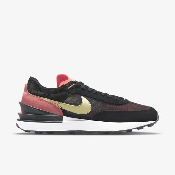 Women's Nike Waffle One Trainers Black / Red / Light Green | NK521OAM