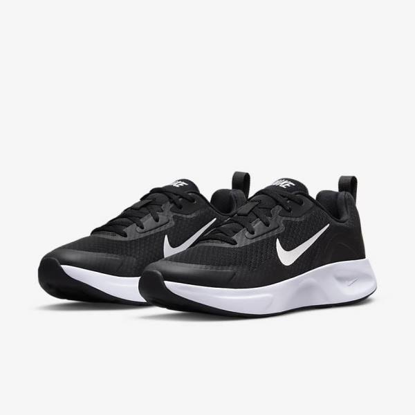 Women's Nike Wearallday Trainers Black / White | NK087OKM