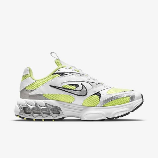 Women's Nike Zoom Air Fire Trainers White / Light Lemon / Black / Metal Silver | NK180TAZ