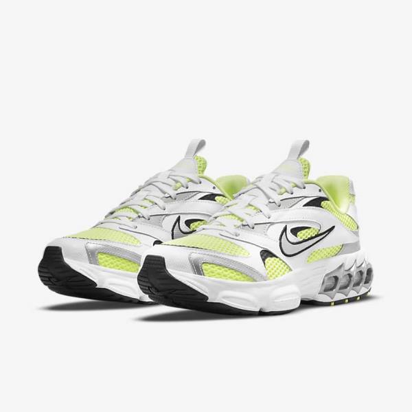 Women's Nike Zoom Air Fire Trainers White / Light Lemon / Black / Metal Silver | NK180TAZ