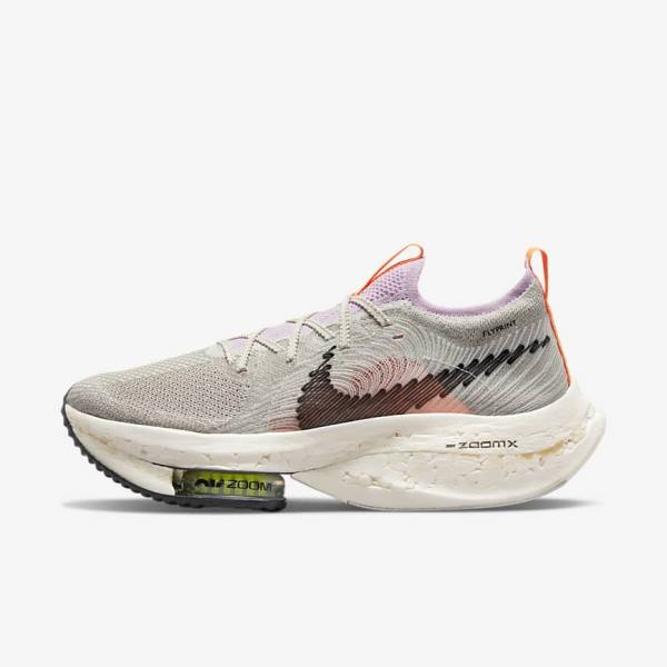 Women\'s Nike Zoom Alphafly Next Nature Road Racing Running Shoes Blue Grey / Light Pink / Light Cream / Black | NK359KZA