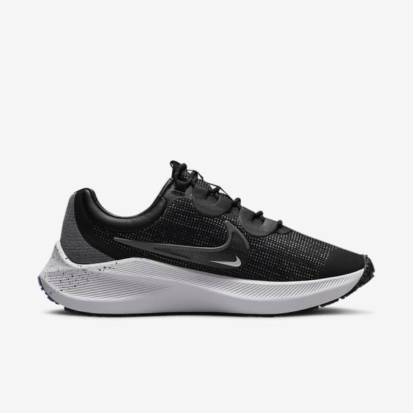 Women's Nike Zoom Winflo 8 Shield Weatherised Road Running Shoes Black / Metal Silver / Blue / Grey | NK418IWP