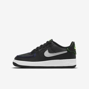 Kids' Nike Air Force 1-1 Older Trainers Black / Metal Silver | NK092FXI