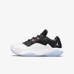 Kids' Nike Air Jordan 11 CMFT Low Older Trainers White / Black / Green / Metal Silver | NK689MDY