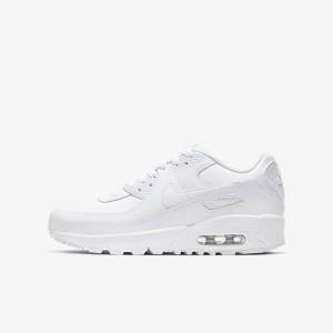 Kids' Nike Air Max 90 LTR Older Trainers White / Metal Silver / White | NK983OBE