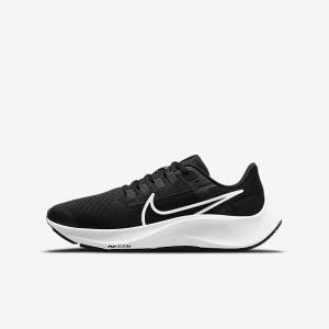 Kids' Nike Air Zoom Pegasus 38 Older Road Running Shoes Black / Dark Grey / White | NK820RGB