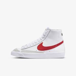 Kids' Nike Blazer Mid 77 Older Basketball Shoes White / Blue / Black / Red | NK602FSK