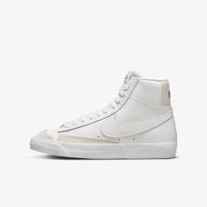 Kids' Nike Blazer Mid 77 Older Trainers White / Light Brown / White | NK839GMH