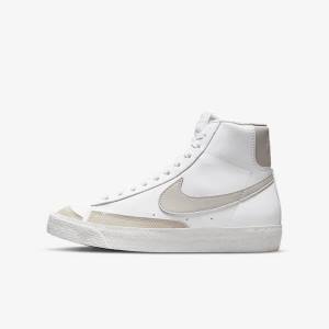 Kids' Nike Blazer Mid 77 SE Older Trainers White / Light Beige | NK265GIA