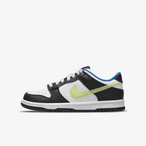 Kids' Nike Dunk Low Older Trainers White / Black / Blue / Light Lemon | NK786NPM