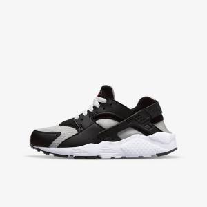 Kids' Nike Huarache Run Older Trainers Black / Grey / White / Red | NK294FZP