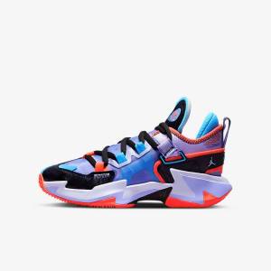 Kids' Nike Jordan Why Not Zer0.5 Older Basketball Shoes Black / Blue / Light Red | NK584JDR