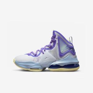 Kids' Nike LeBron 19 Older Basketball Shoes Blue / Purple | NK278NWM