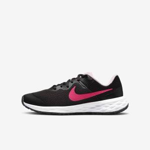 Kids' Nike Revolution 6 Older Road Running Shoes Black / Pink | NK201JQH