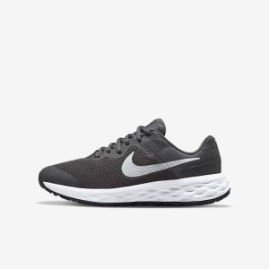 Kids' Nike Revolution 6 Older Road Running Shoes Grey / White | NK216AFB