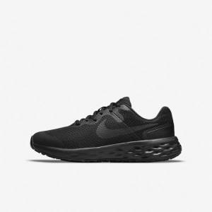 Kids' Nike Revolution 6 Older Road Running Shoes Black / Dark Grey | NK809JWC