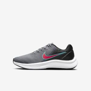 Kids' Nike Star Runner 3 Older Road Running Shoes Grey / Black / Red | NK129LPT