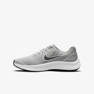 Kids' Nike Star Runner 3 Older Road Running Shoes Light Grey / Black | NK219MON