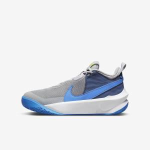 Kids' Nike Team Hustle D 10 Older Basketball Shoes Grey / Navy / Green / Blue | NK532RIF