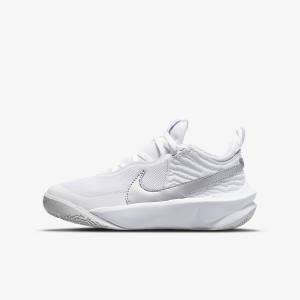 Kids' Nike Team Hustle D 10 Older Basketball Shoes White / Metal Silver | NK539YJL