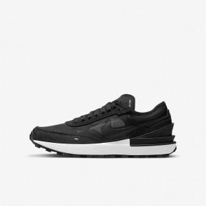 Kids' Nike Waffle One Older Trainers Black / White / Orange / Black | NK790ROP