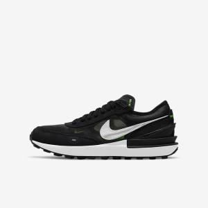 Kids' Nike Waffle One Older Trainers Dark Grey / Black / Green | NK509LNK