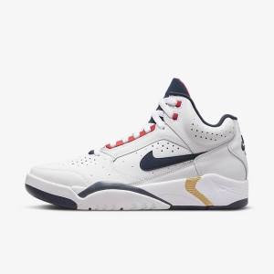 Men's Nike Air Flight Lite Mid Trainers White / Red / Metal Gold / Navy | NK472QGZ