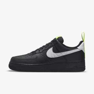 Men's Nike Air Force 1 Trainers Black / Silver / White | NK412VQD