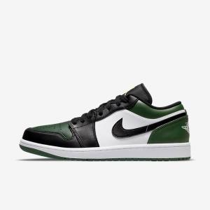 Men's Nike Air Jordan 1 Low Trainers Green / White / Black | NK652ULV