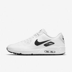 Men's Nike Air Max 90 G Golf Shoes White / Black | NK386ZOM