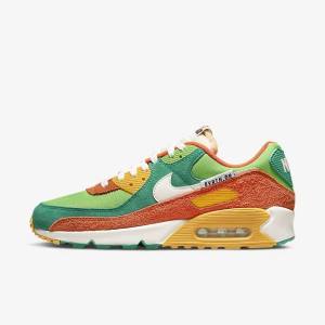 Men's Nike Air Max 90 SE Trainers Green / Orange / Green | NK529TUZ