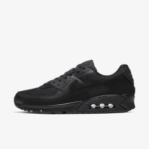 Men's Nike Air Max 90 Trainers Black | NK065DTZ